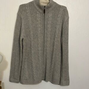 Tasso Elba lambswool cable knit zip front cardigan Medium